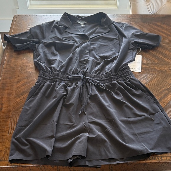 Athleta Avenue Black Button-Up Romper - Picture 1 of 6